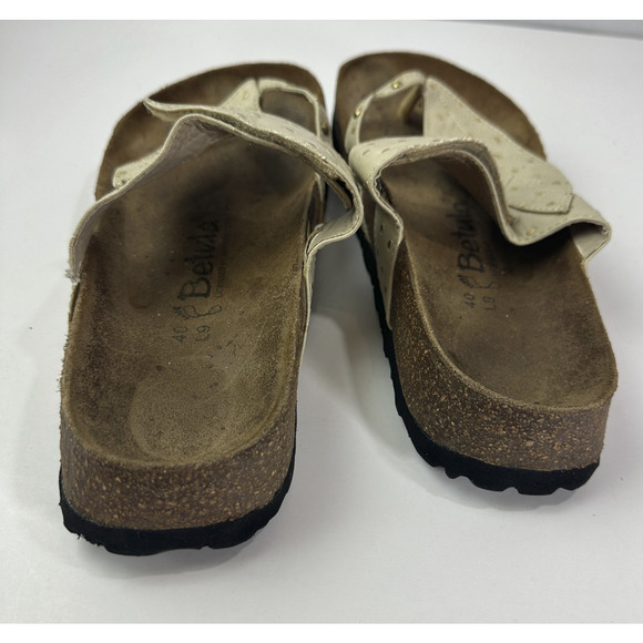 Betula Birkenstock Bombay Leaf Studded Sandals Womens 9 EU 40 Beige Cream Slides - Picture 12 of 16